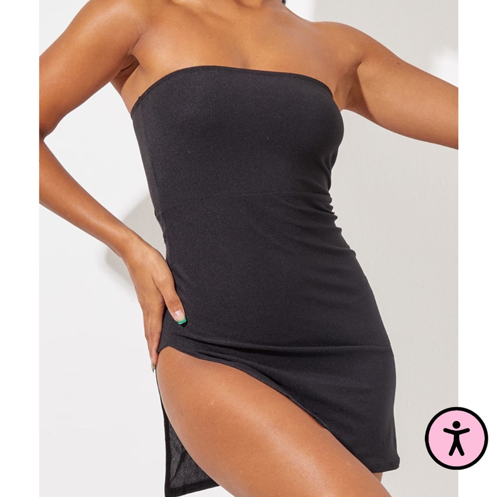 Black bodycon side slit mini dress
